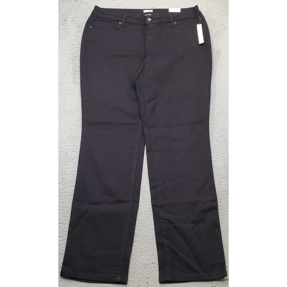 Westport Straight Pants Women 14 Black Stretch Signature Fit Mid Rise Streetwear